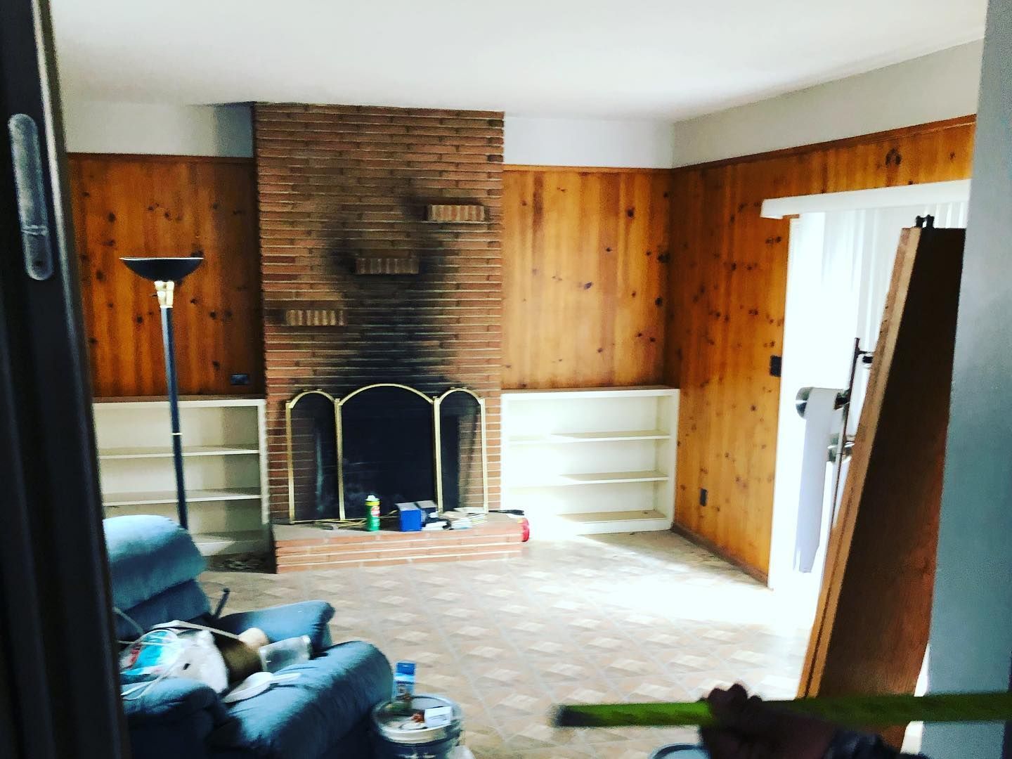 ongoing home renovation after image of fireplace