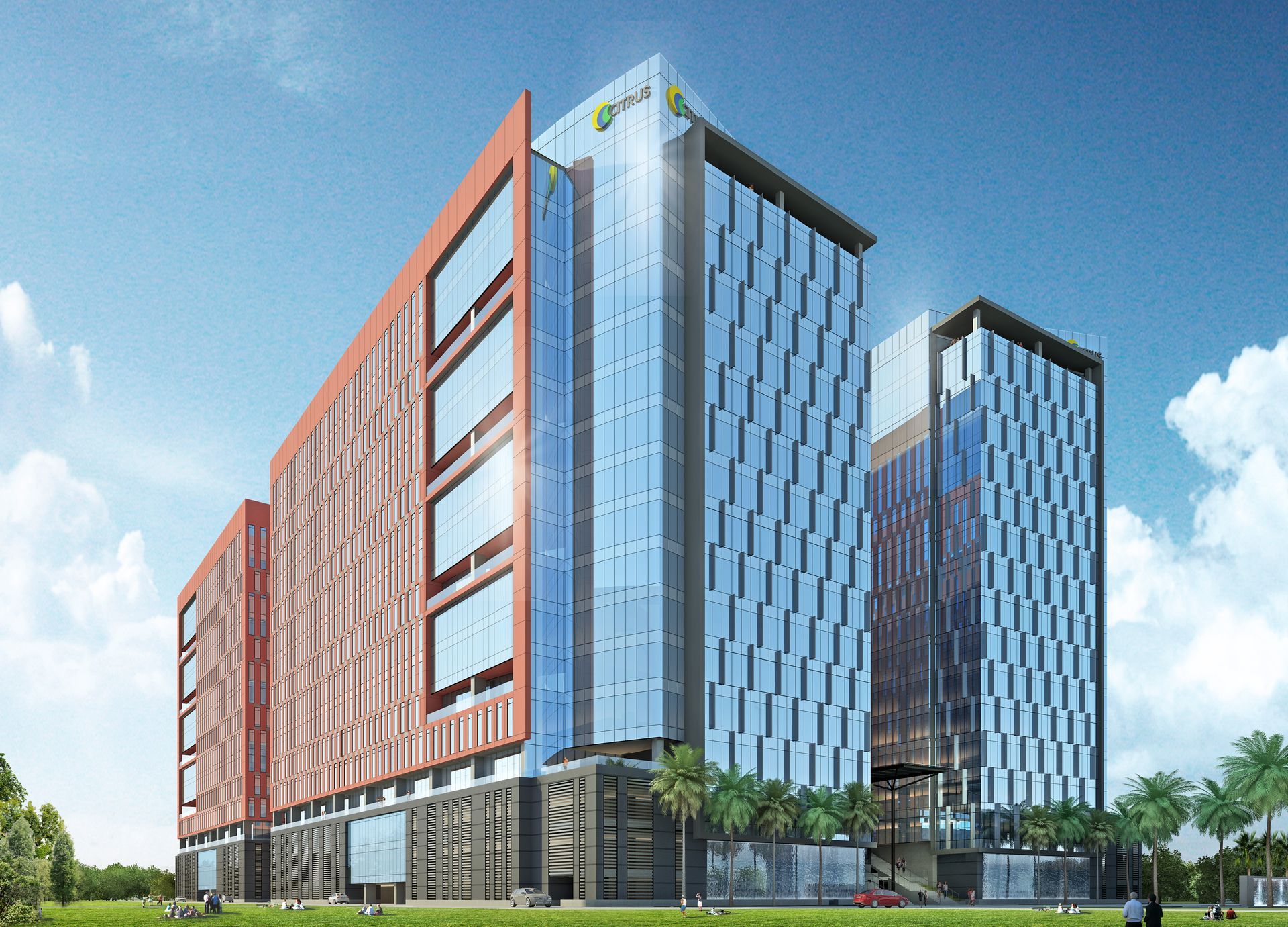 An artist 's impression of a large building with a lot of windows