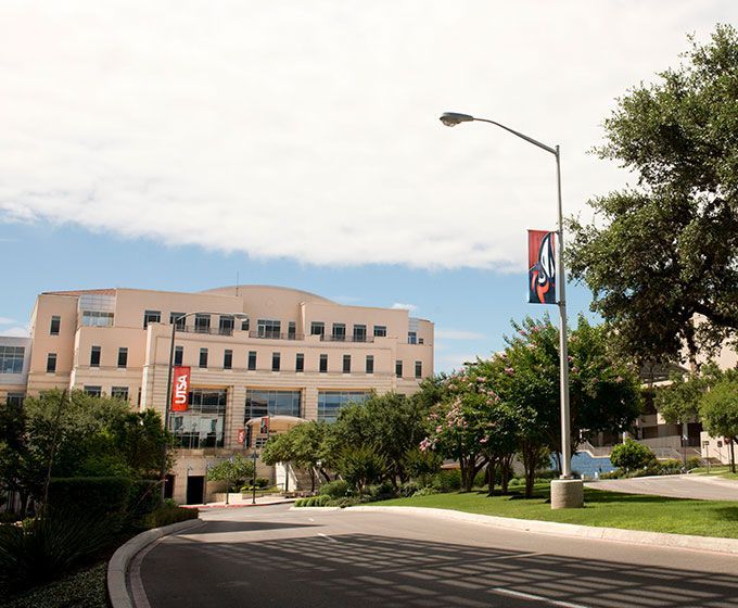 A large building with the word tcu on it