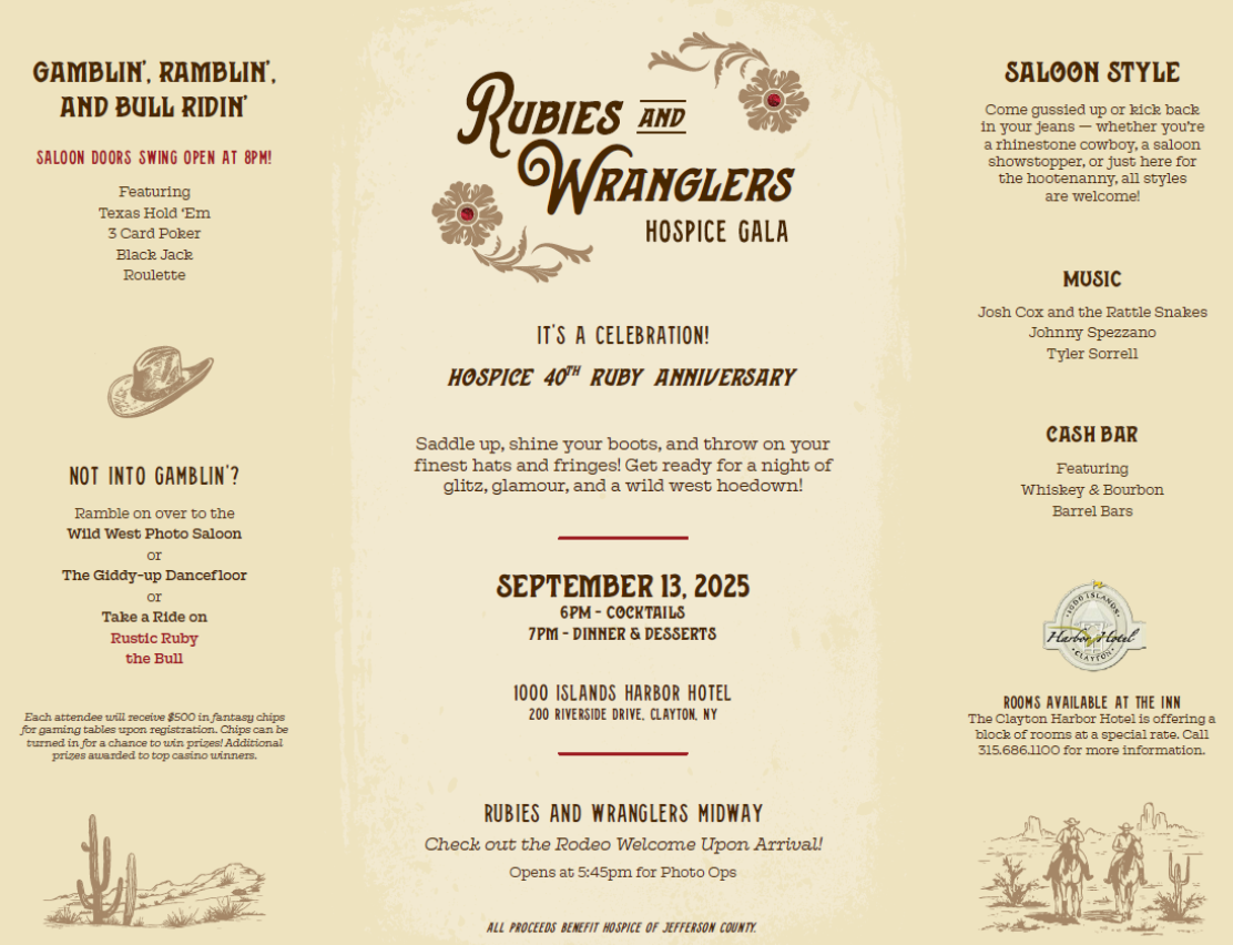 Rubies & Wranglers Invite | Jefferson Hospice