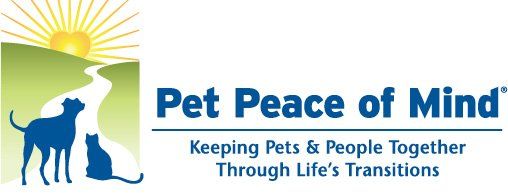 A logo for pet peace of mind keeping pets and people together through life 's transitions