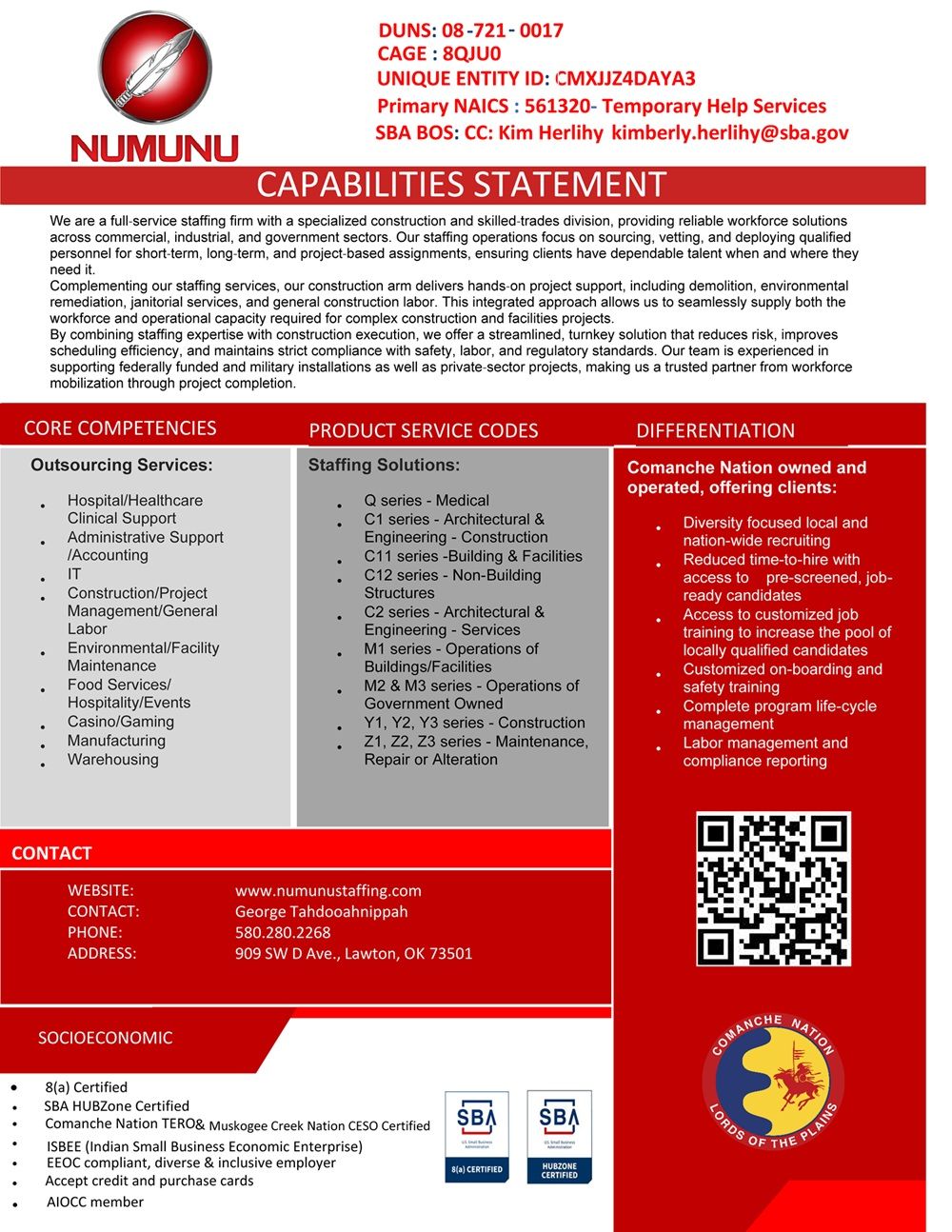 Numunu Staffing Capabilities Statement