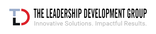 Logo: The Leadership Development Group; gray and red, black text,