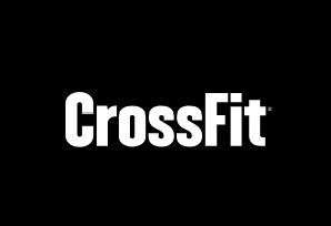 CrossFit logo with “CrossFit” text in white with black background