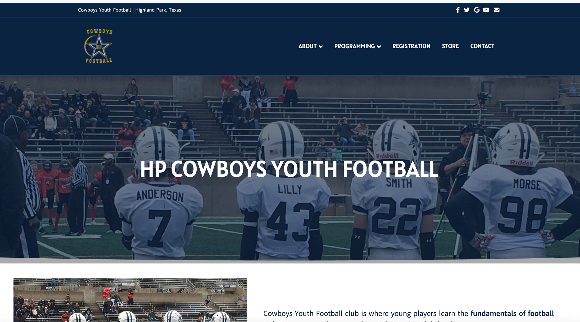 HP Cowboys Youth Football website