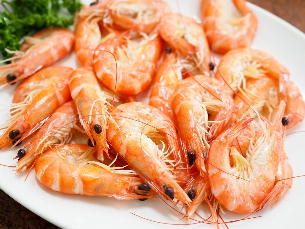 Plate of Cooked Shrimp With Orange Shells — Romanas Italian Restaurant in Mermaid Beach, QLD