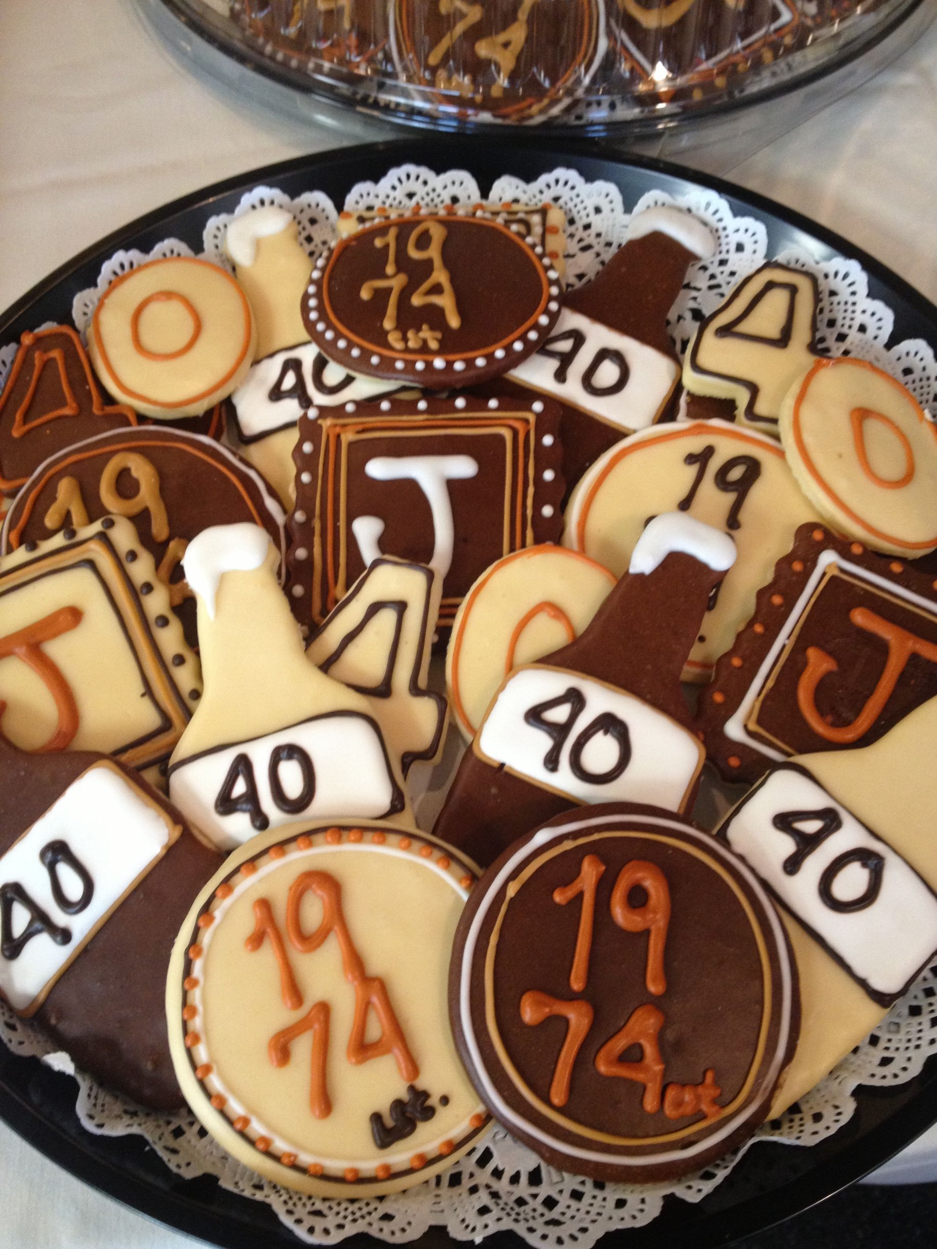a plate of cookies with the number 19 on them