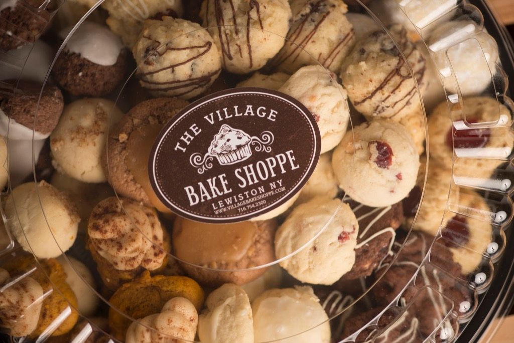 a tray of cookies from the village bake shoppe