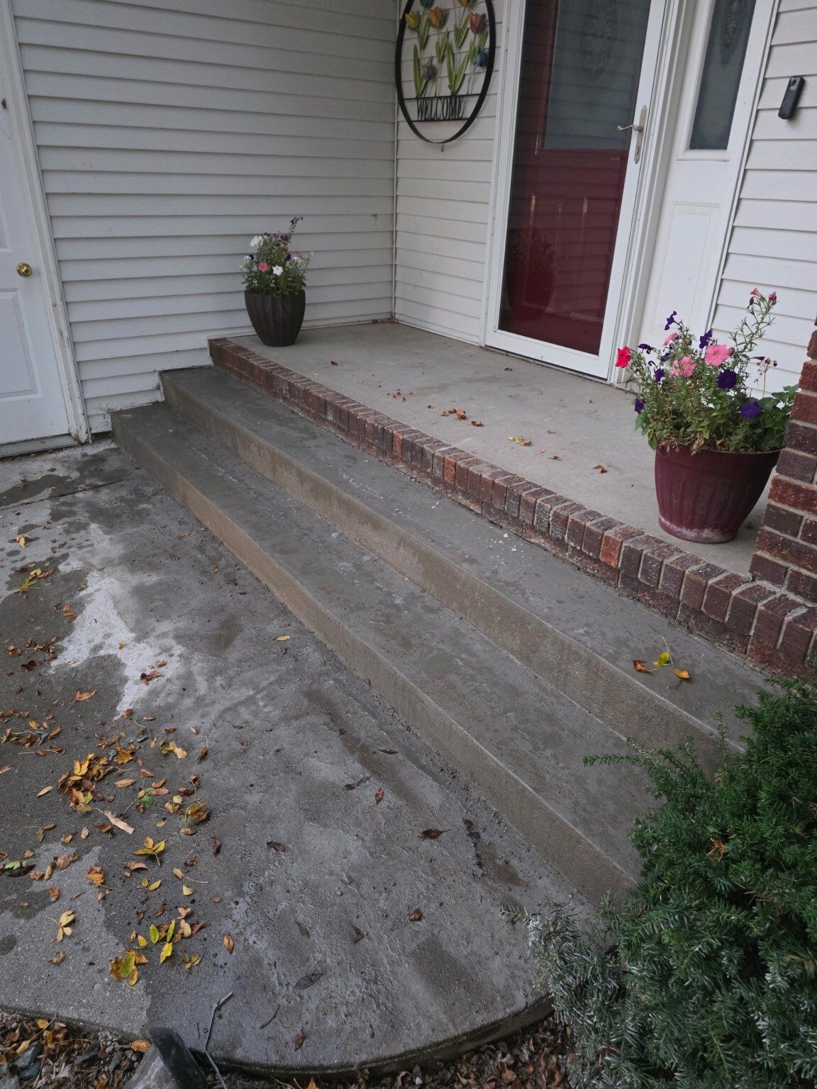 Rebuilt and finished front entry steps