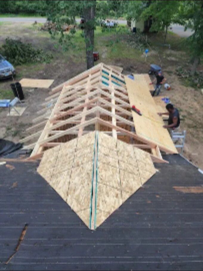 Roof trusses, sheathing and structural framing