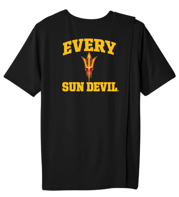 Black T-shirt with yellow text reading “EVERY SUN DEVIL.” and a Sun Devil logo in the center
