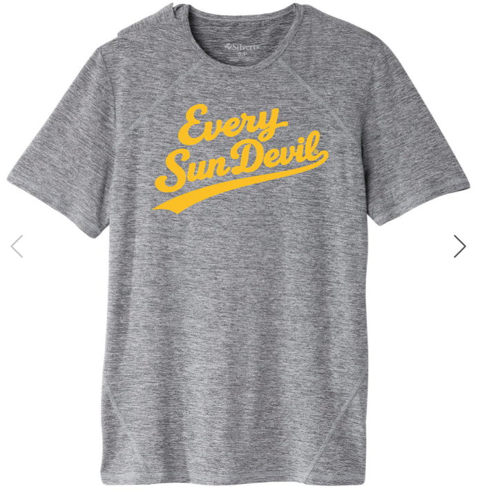 Gray T-shirt with yellow "Every Sun Devil" text on the chest