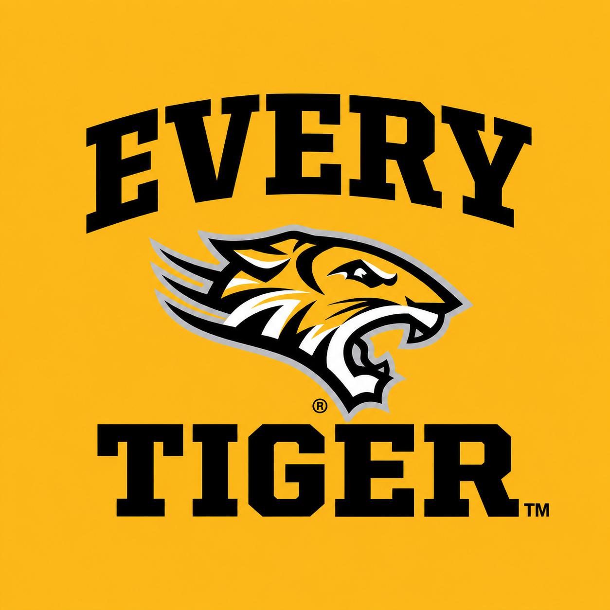 EVERY TIGER logo with black tiger head and text on yellow background