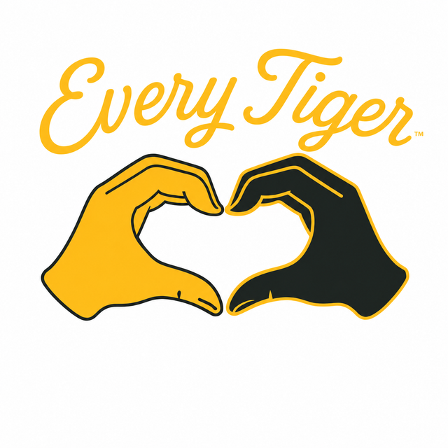 EveryTiger logo with yellow and black hands forming a heart around the text