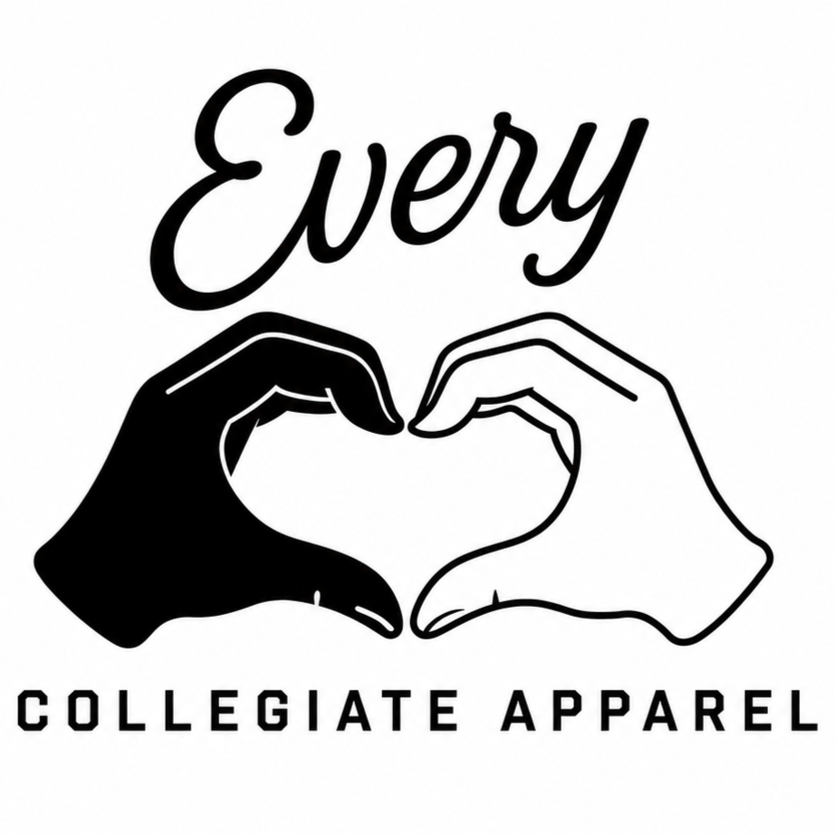 Every Collegiate Apparel logo with black and white hands forming a heart