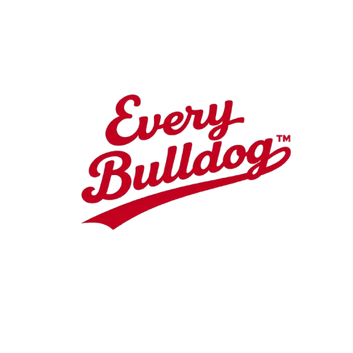 Red “Every Bulldog” script logo on a white background