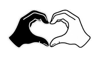 Two hands, one black and one white, forming a heart shape