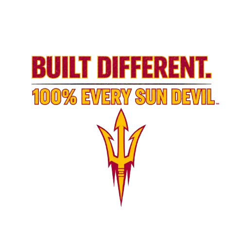 “Every Sun Devil” text above two hands forming a heart in maroon and gold