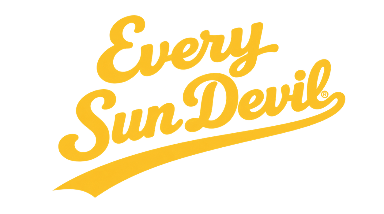 Every Sun Devil logo in gold on black background