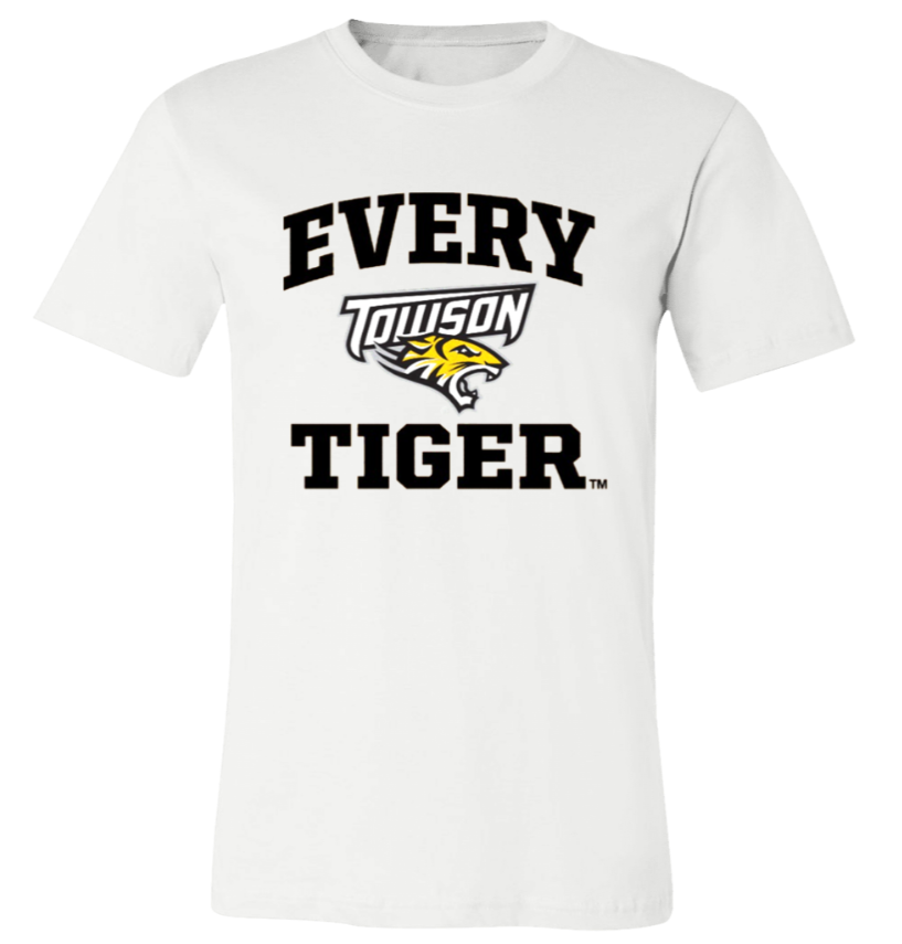 White T-shirt with bold black “EVERY TIGER” text and a centered Louisville Tigers logo.