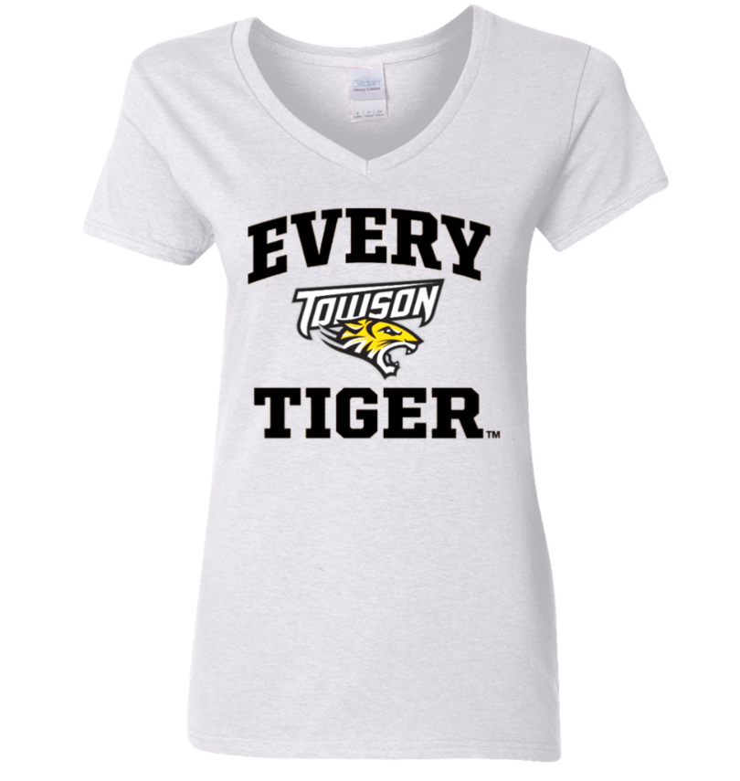 White T-shirt with “EVERY TOWSON TIGER” text and Towson Tigers logo