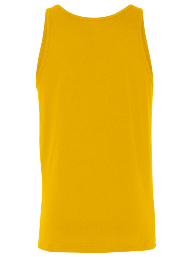 Yellow sleeveless tank top with “Built Different. 100% Tiger Tiger.” and a PowerTigers logo