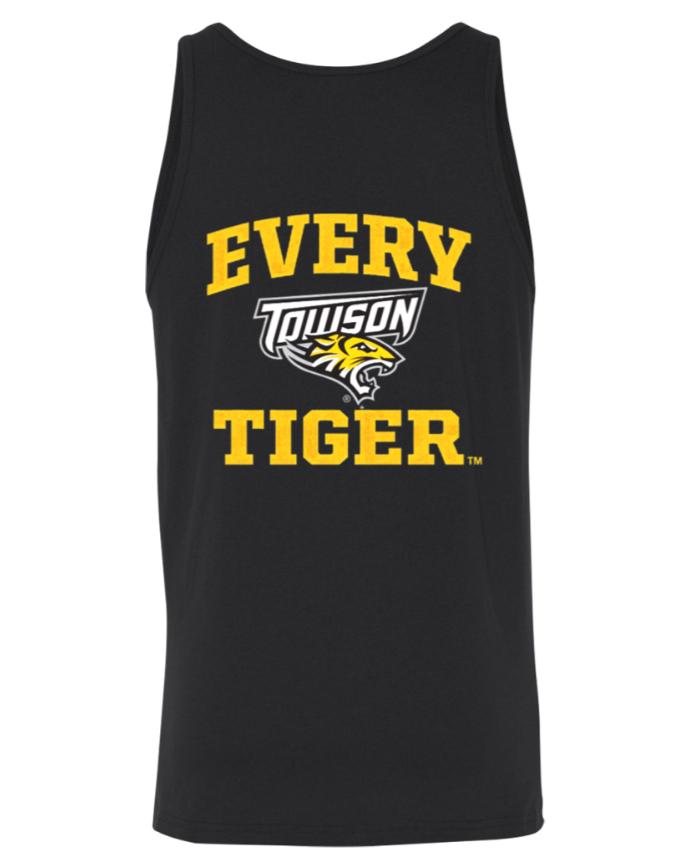 Black sleeveless tank top with yellow “EVERY TULSA TIGER” text and tiger logo in the center