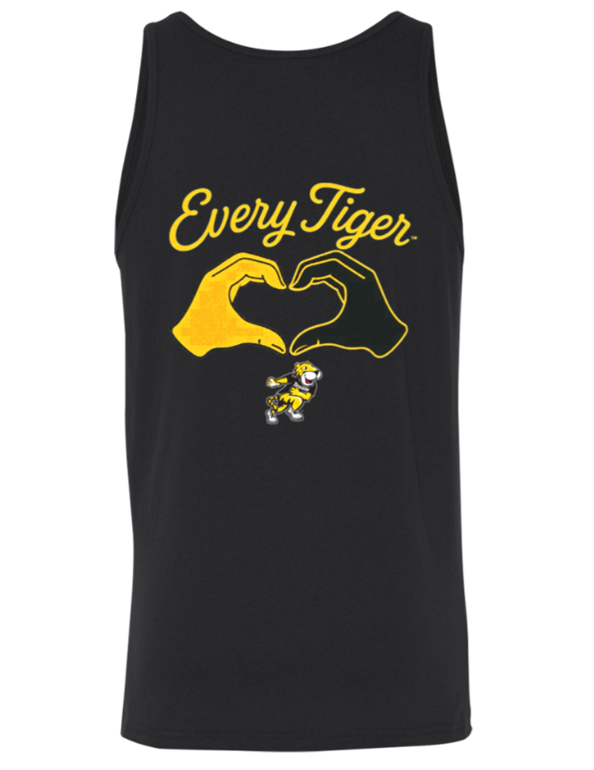 Black tank top with yellow "Every Tiger" text and tiger graphic design