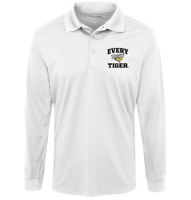 White long-sleeve polo shirt with an 