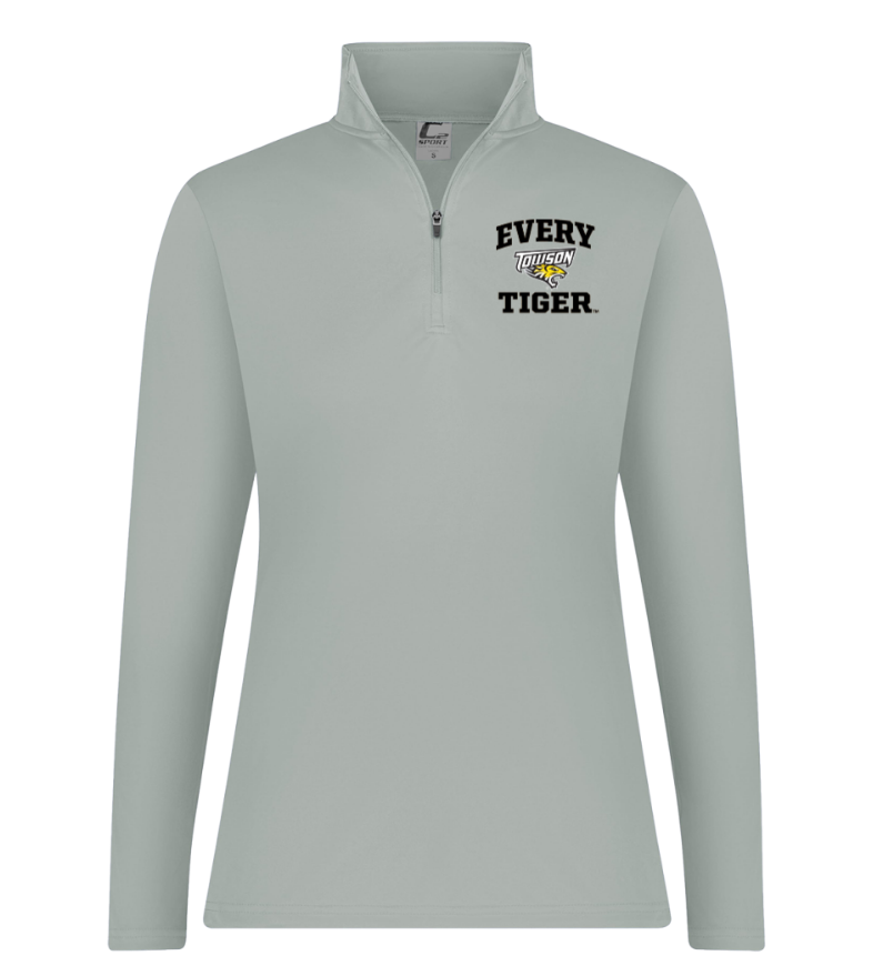 Light gray quarter-zip pullover with 