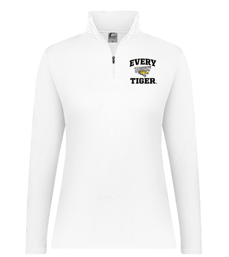 White quarter-zip pullover with 