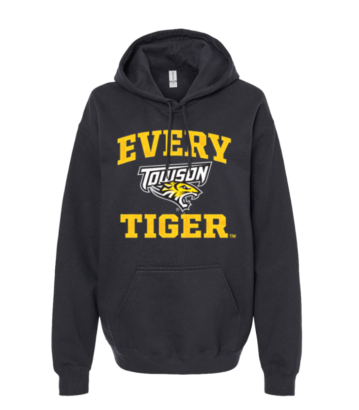 Dark hoodie with yellow “EVERY TIGER” text and Tulsa Tigers logo on the chest