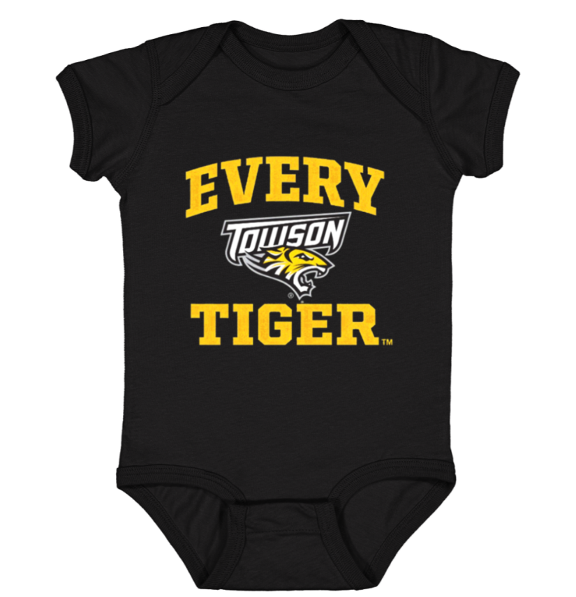 Black baby onesie with yellow 