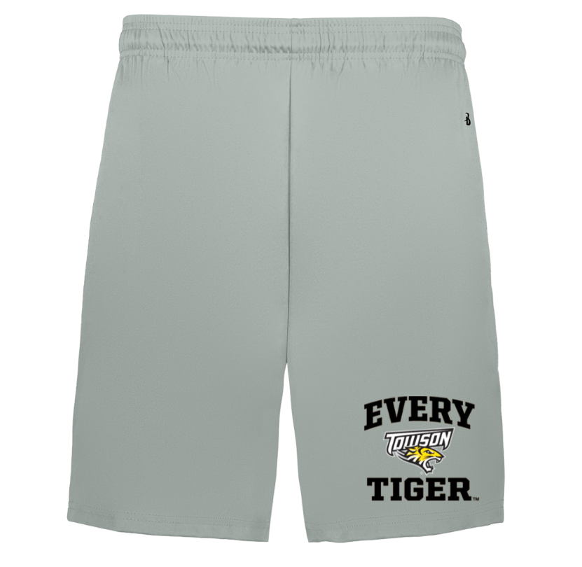 Light gray athletic shorts with “Every Tiger” graphic on the lower right leg