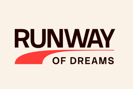 “RUNWAY OF DREAMS” logo in dark red with a red swoosh on a light background