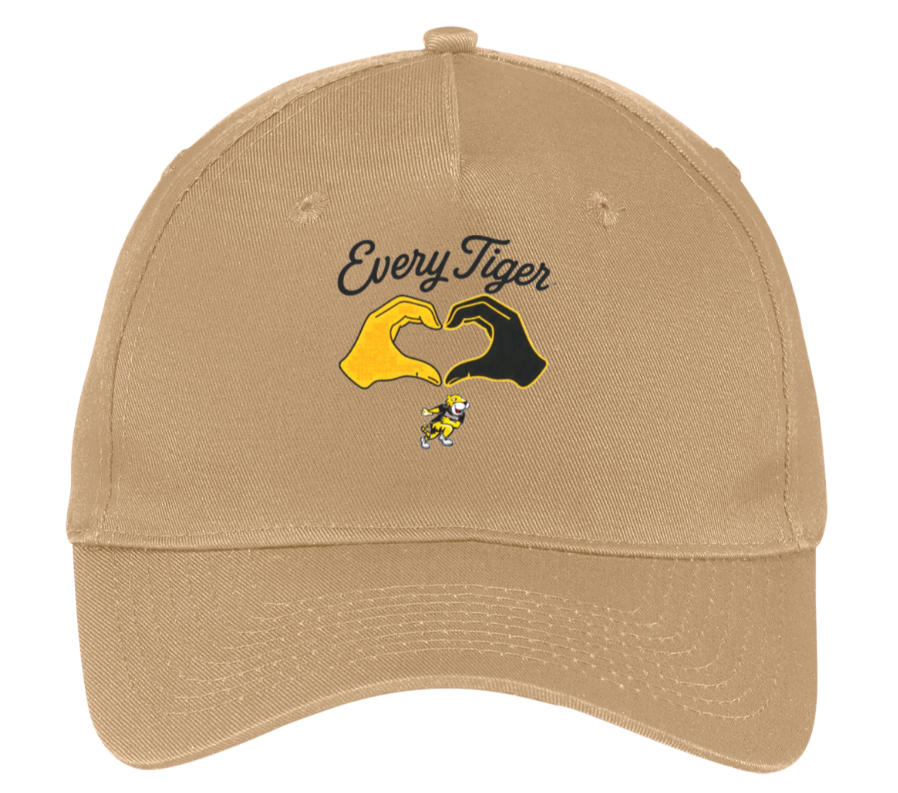 Tan baseball cap with "Every Tiger" text and yellow-and-black tiger hand graphic