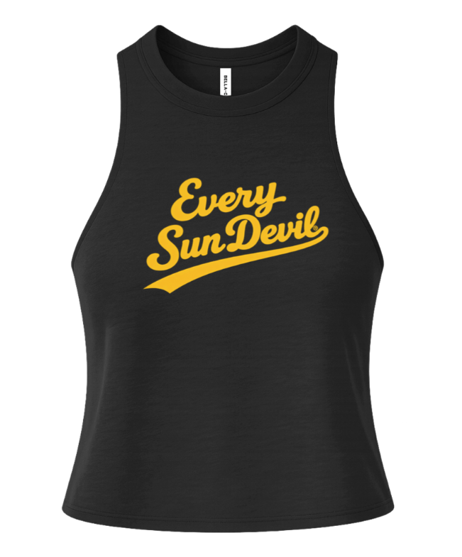 Black tank top with yellow “Every Sun Devil” script logo on the chest