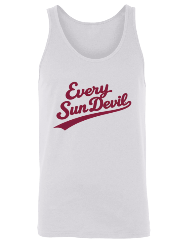 White tank top with maroon “Every Sun Devil” text and graphic