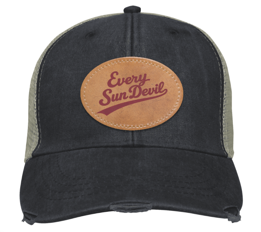 Black and gray baseball cap with tan “Every Sun Devil” patch on the front