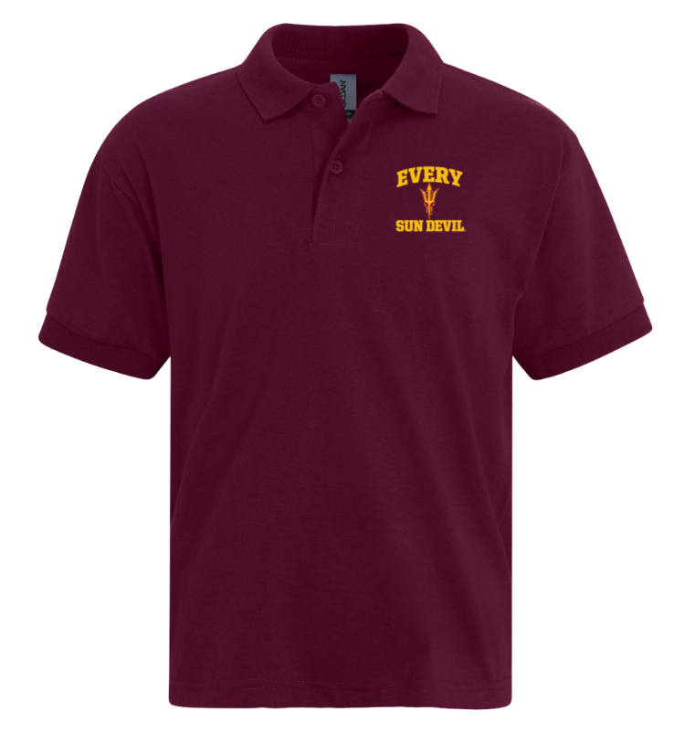 Maroon polo shirt with yellow "EVERY SUN DEVIL" logo on the chest
