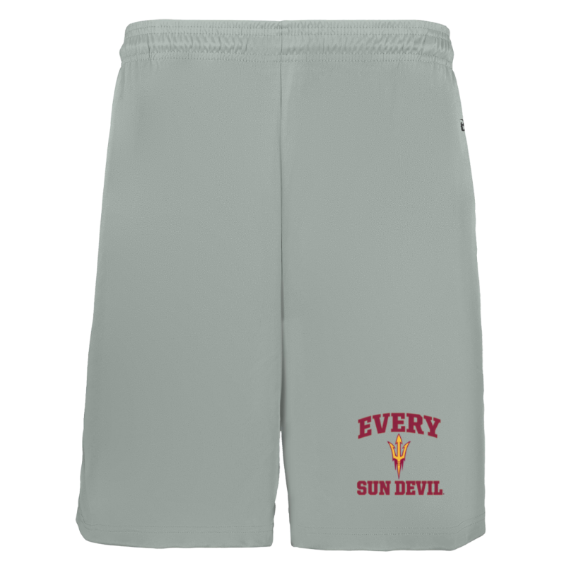 Light gray athletic shorts with maroon “EVERY SUN DEVIL” logo on the right leg