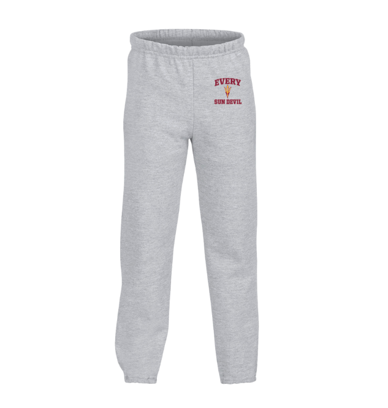 Light gray sweatpants with red "Victory" text on the upper left leg.