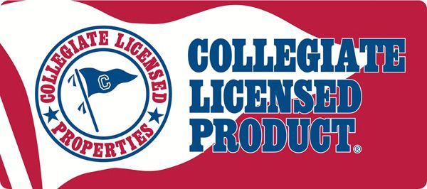 Collegiate Licensed Product logo with red, white, and blue text and seal design
