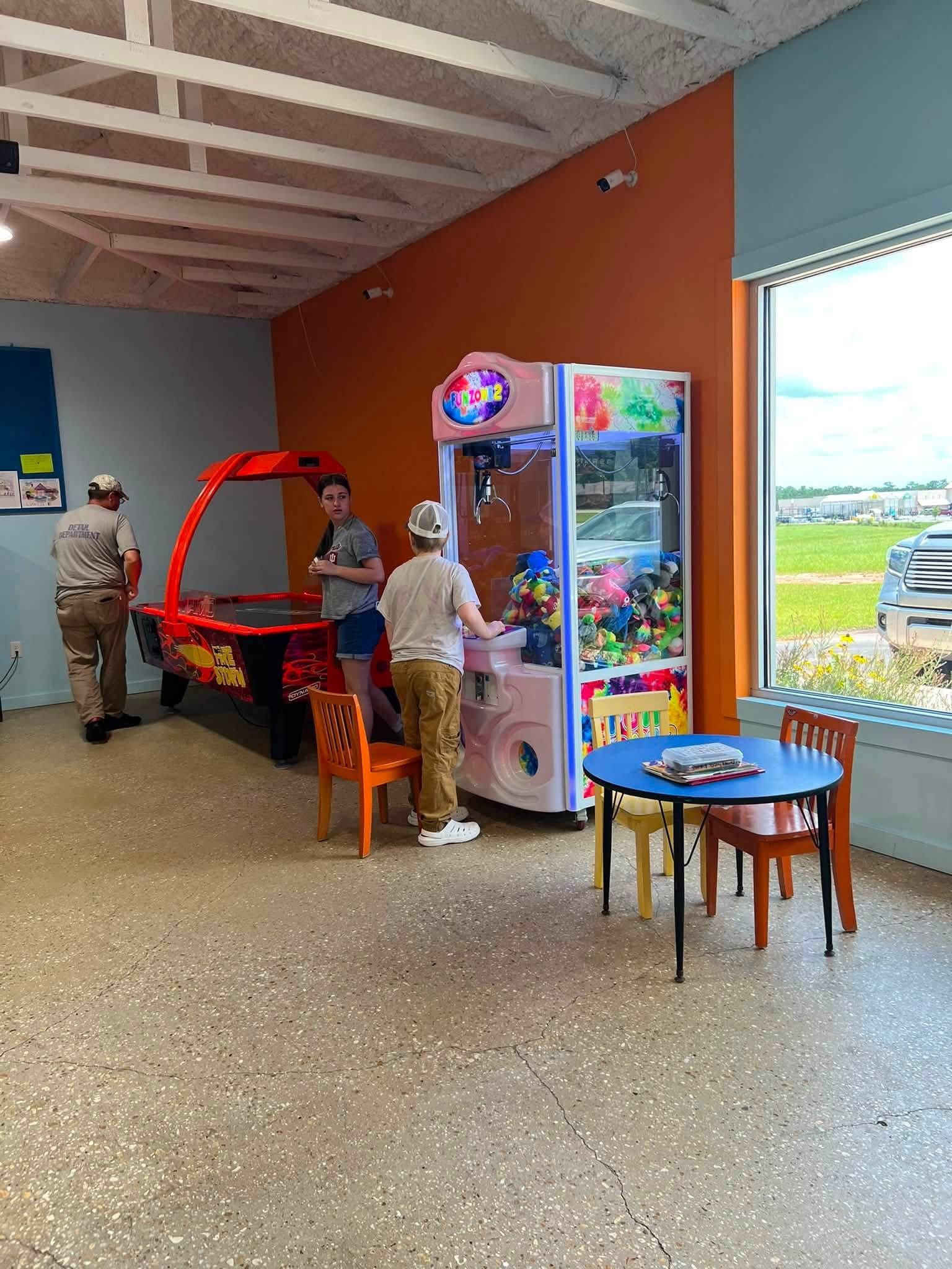 Customer near pinball machines