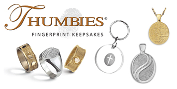 A logo for thumbies fingerprint keepsakes is shown
