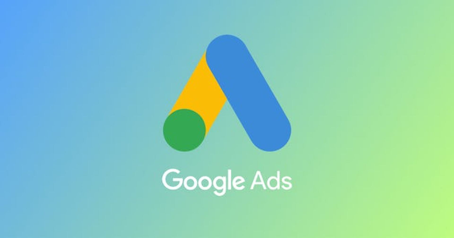 The google ads logo is on a blue and green background.