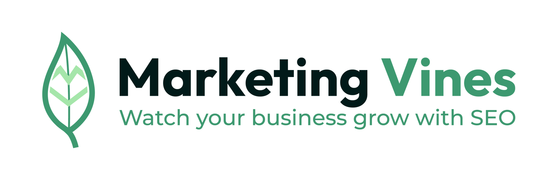 The logo for marketing vines is a leaf with the words `` watch your business grow with seo ''.