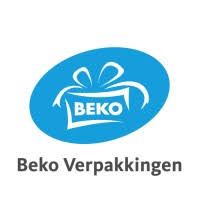Logo van Beko Verpakkingen: een witte geschenkdoos met strik in een blauwe ovale vorm, met daaronder de bedrijfsnaam.