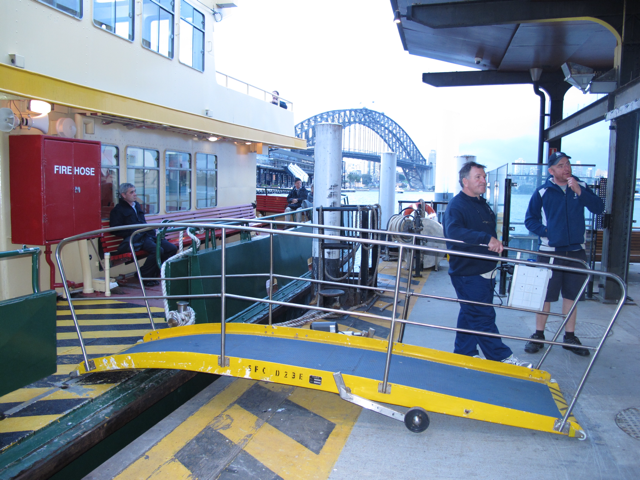 A gangway leading passengers on to a boat