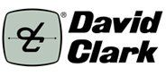 A david clark logo with a scissor in a square on a white background.